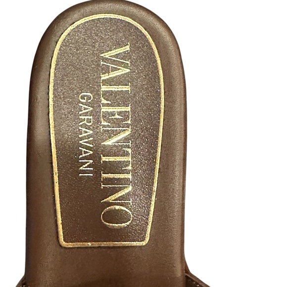 Valentino Garavani brown calf leather VLogo platform sandals mules . 38.5 NWB - Picture 8 of 11